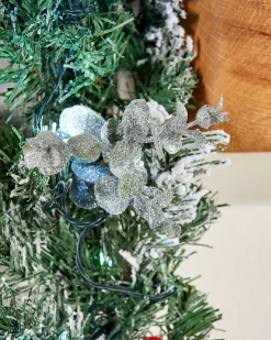 Pre-Lit Multi-Function Frosted Decorated Garland, 9 Ft