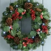 Pre-Lit Natural Decorated Wreath, Pinecones & Berries, 60 Cm