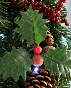 Pre-Lit Natural Decorated Wreath, Pinecones & Berries, 60 Cm
