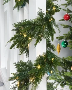 Pre-Lit Natural Fir Garland, 18 Ft