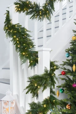 Pre-Lit Natural Fir Garland, 18 Ft