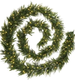 Pre-Lit Natural Fir Garland, 18 Ft