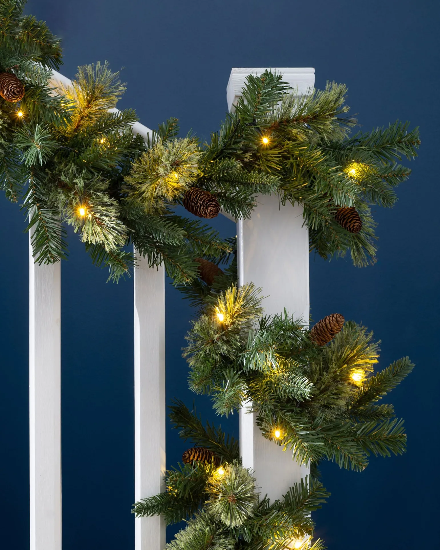 Pre-Lit Natural Pine Garland, 9 Ft