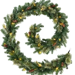 Pre-Lit Natural Pine Garland, 9 Ft