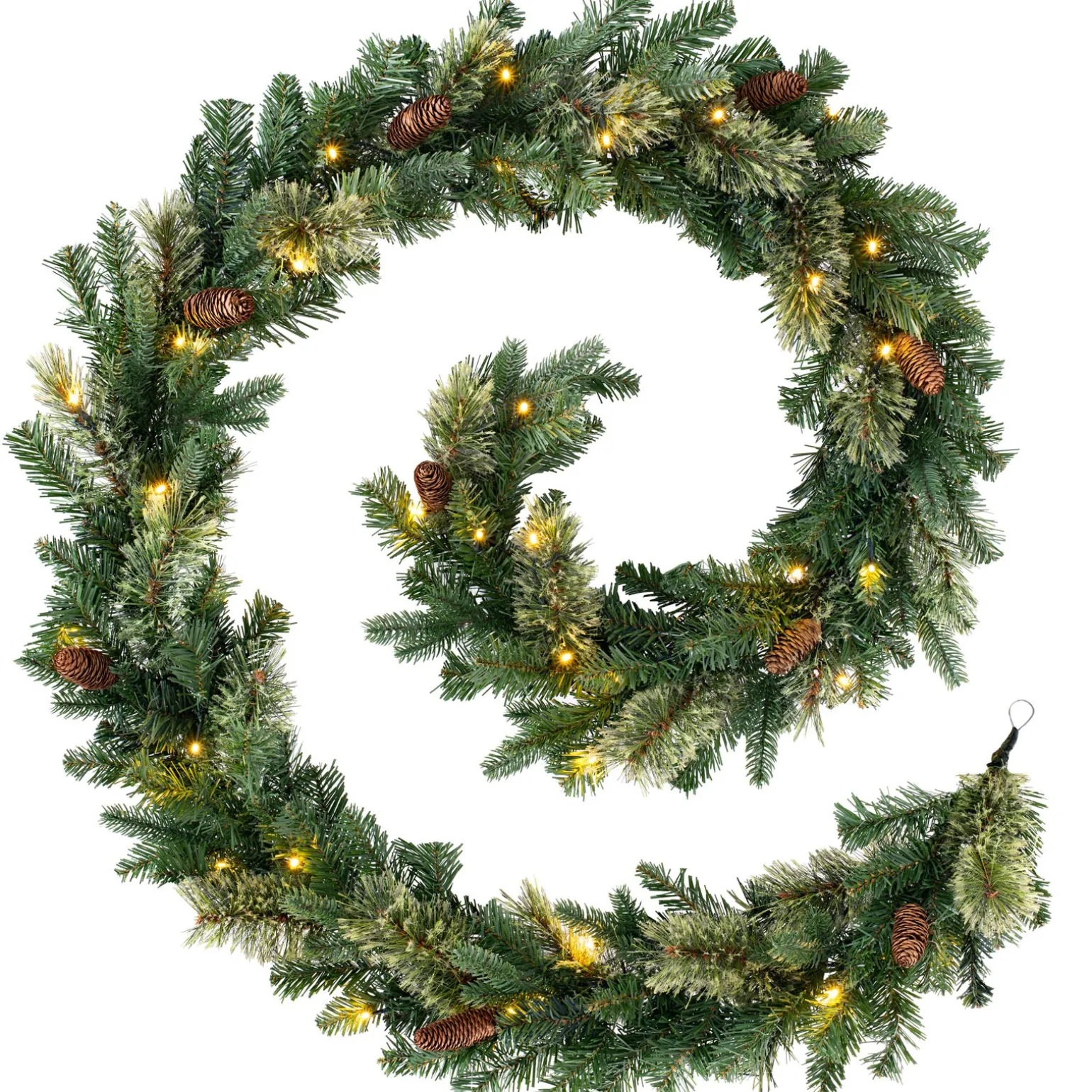 Pre-Lit Natural Pine Garland, 9 Ft