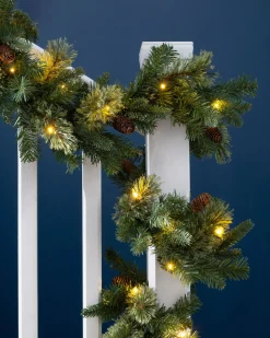 Pre-Lit Natural Pine Garland, 9 Ft