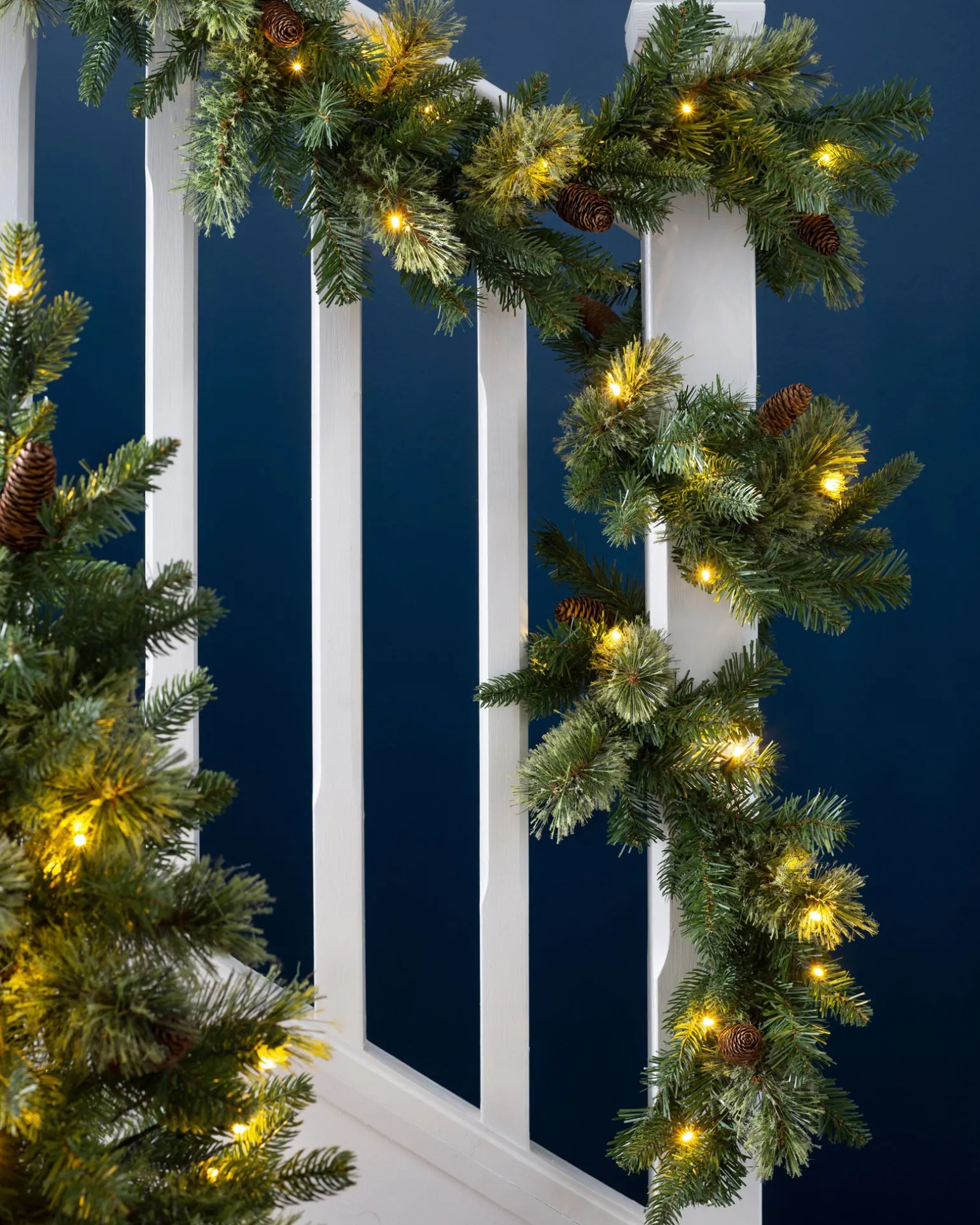 Pre-Lit Natural Pine Garland, 9 Ft