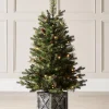 Pre-Lit Natural Pine Potted Christmas Tree, 3.5 Ft
