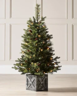 Pre-Lit Natural Pine Potted Christmas Tree, 3.5 Ft