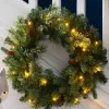 Pre-Lit Natural Pine Wreath, 60 Cm