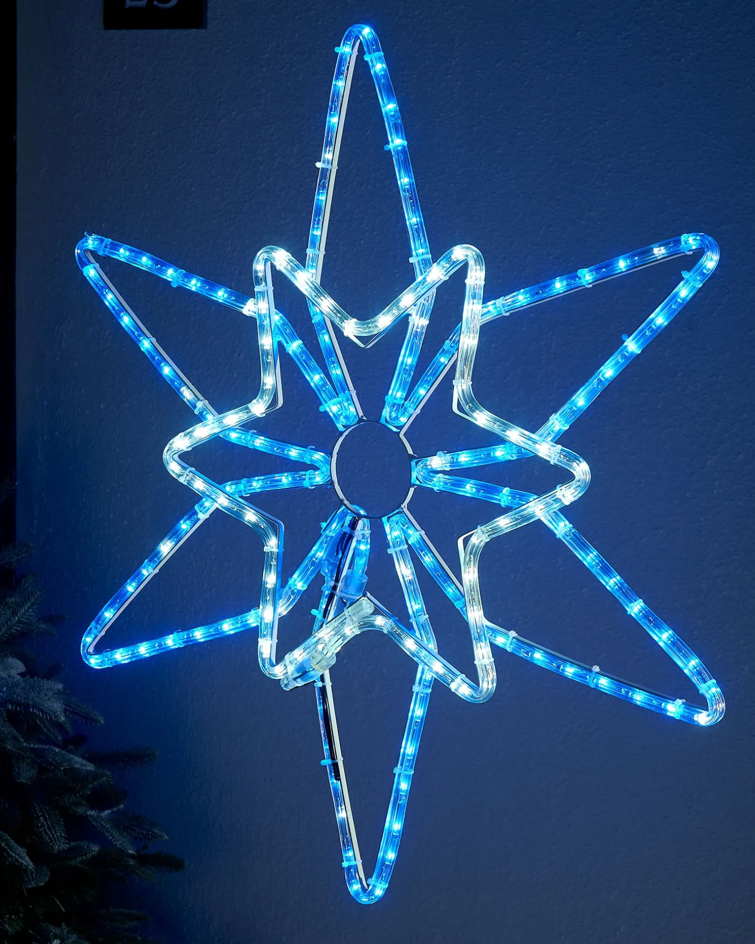 Pre-Lit Northern Star Rope Light Silhouette, Blue/White, 64 Cm