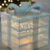 Pre-Lit Paper String And Gauze Gift Box, 20 Cm
