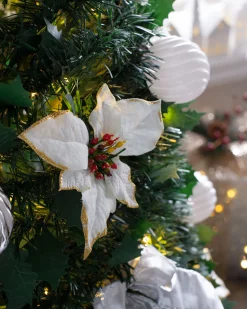 Pre-Lit Pop-Up Decorated Christmas Tree, White, 6 Ft