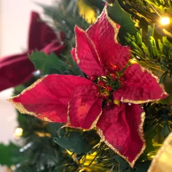 Pre-Lit Pop-Up Decorated Christmas Tree, Red/Gold, 6 Ft