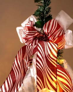 Pre-Lit Pop-Up Decorated Christmas Tree, Red/White, 6 Ft