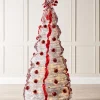 Pre-Lit Pop-Up Decorated Christmas Tree, Red/White, 6 Ft