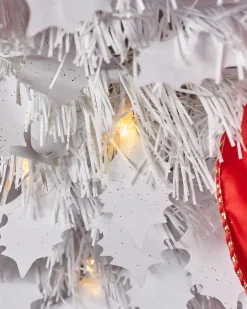 Pre-Lit Pop-Up Decorated Christmas Tree, Red/White, 6 Ft