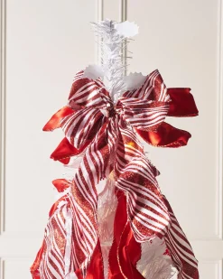 Pre-Lit Pop-Up Decorated Christmas Tree, Red/White, 6 Ft