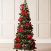 Pre-Lit Pop-Up Decorated Christmas Tree, Red, 6 Ft