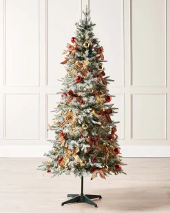 Pre-Lit Pop-Up Decorated Christmas Tree, Red/Gold, 6 Ft