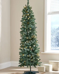 Pre-Lit Pop-Up Frosted Christmas Tree, 6 Ft