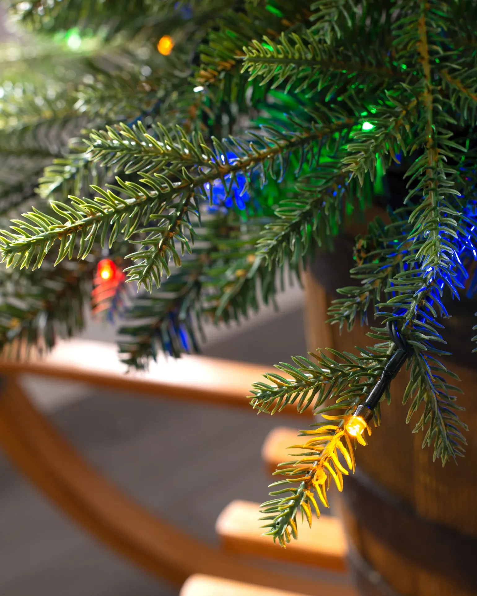 Pre-Lit Potted Pine Christmas Tree, 4 Ft