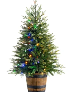 Pre-Lit Potted Pine Christmas Tree, 4 Ft