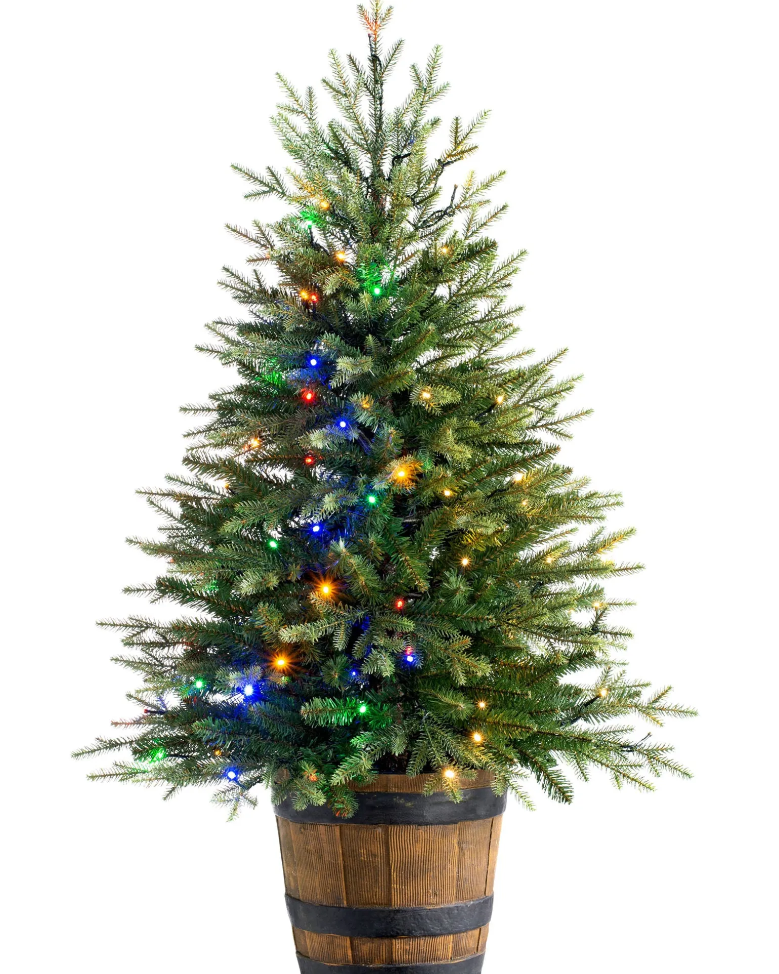Pre-Lit Potted Pine Christmas Tree, 4 Ft