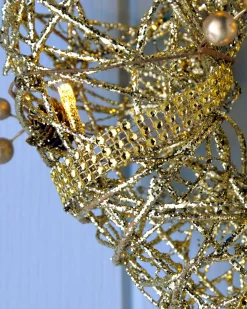 Pre-Lit Rattan Heart Wreath, 33 Cm