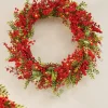 Pre-Lit Red Berry Wreath, 76 Cm