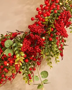 Pre-Lit Red Berry Wreath, 76 Cm