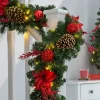 Pre-Lit Red Decorated Extra Thick Garland, 9 Ft