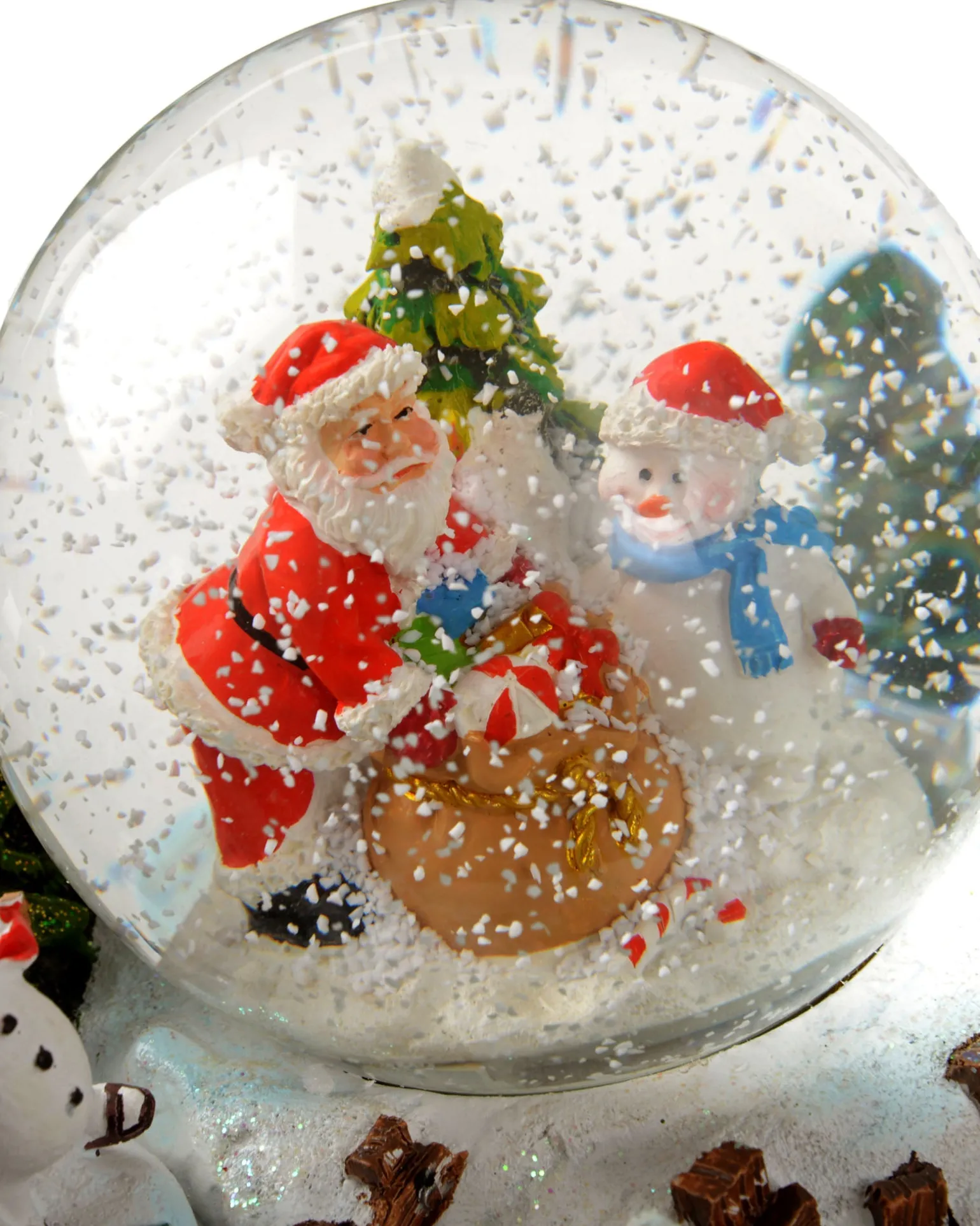 Pre-Lit Santa & Snowman Snow Globe, 20 Cm
