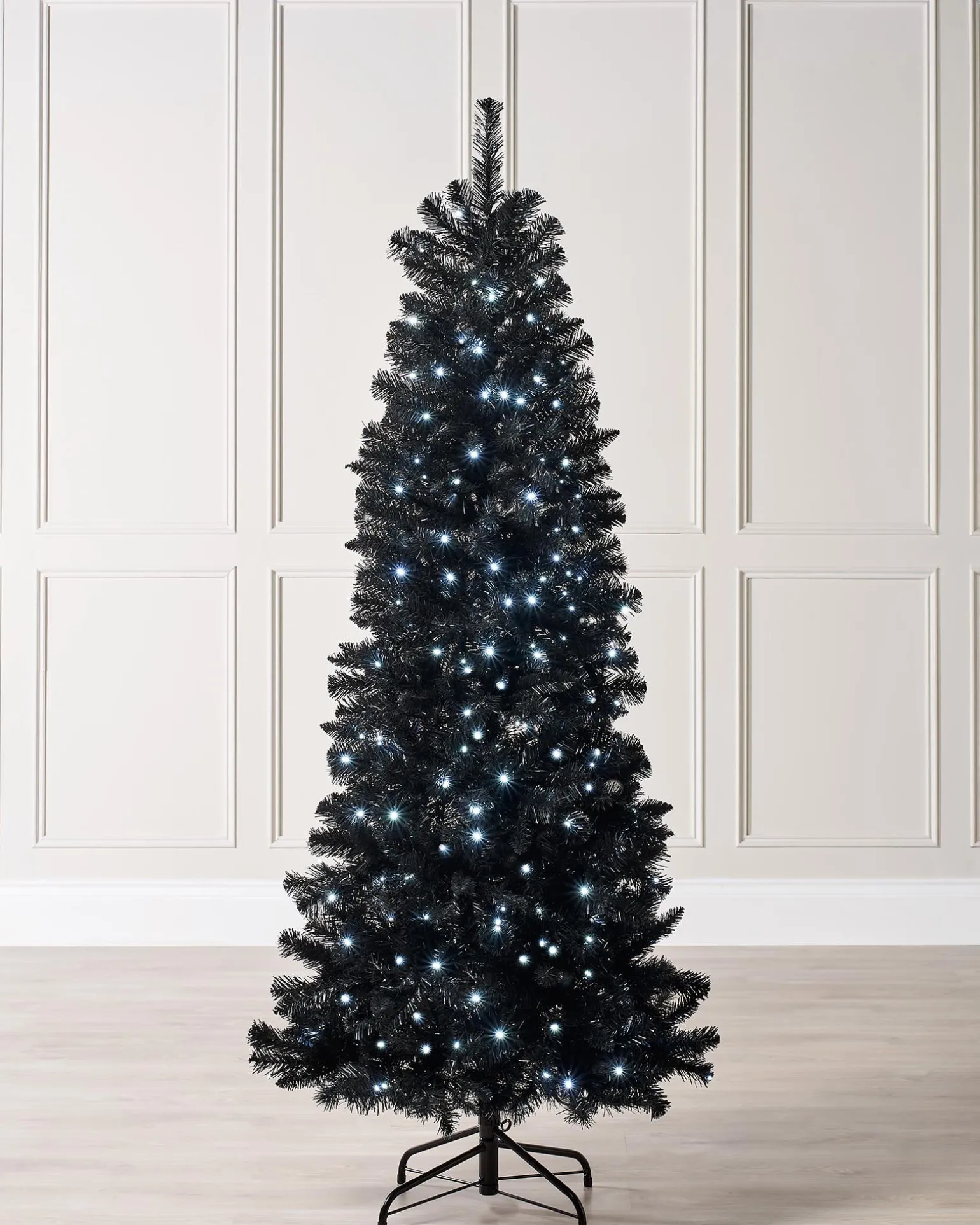 Pre-Lit Slim Black Christmas Tree, 6 Ft