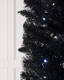 Pre-Lit Slim Black Christmas Tree, 6 Ft