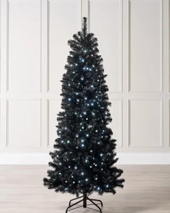 Pre-Lit Slim Black Christmas Tree, 6 Ft