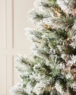 Pre-Lit Slim Snow Flocked Spruce Christmas Tree, 7 Ft