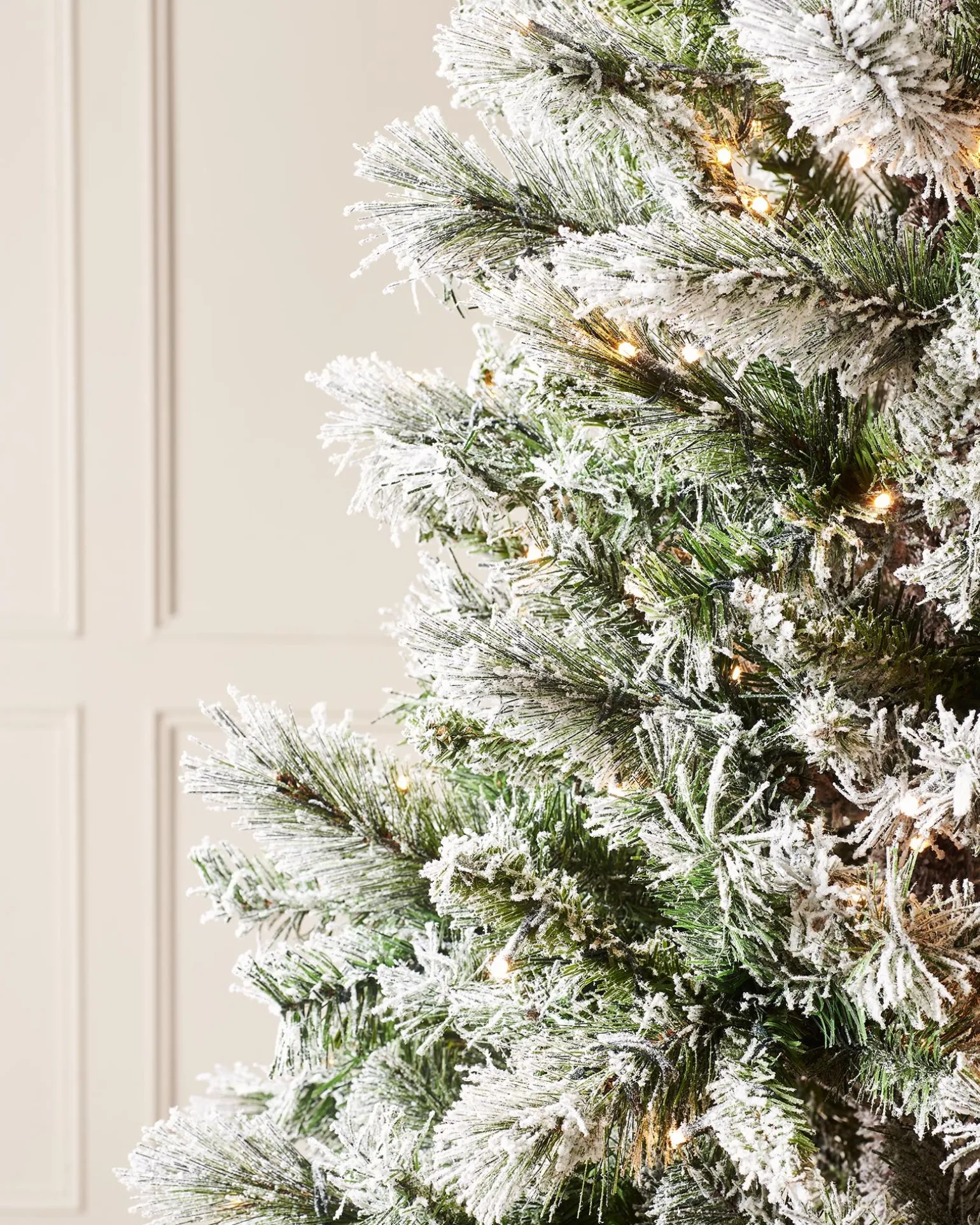 Pre-Lit Slim Snow Flocked Spruce Christmas Tree, 7 Ft
