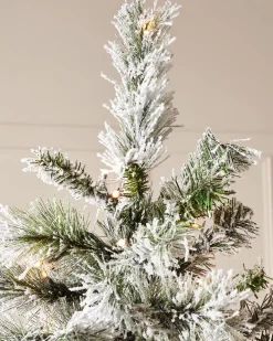 Pre-Lit Slim Snow Flocked Spruce Christmas Tree, 7 Ft