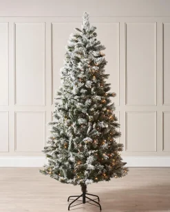 Pre-Lit Slim Snow Flocked Spruce Christmas Tree, 7 Ft