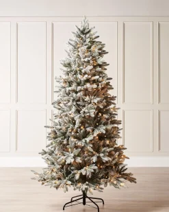 Pre-Lit Slim Snow Flocked Christmas Tree, 5 Ft