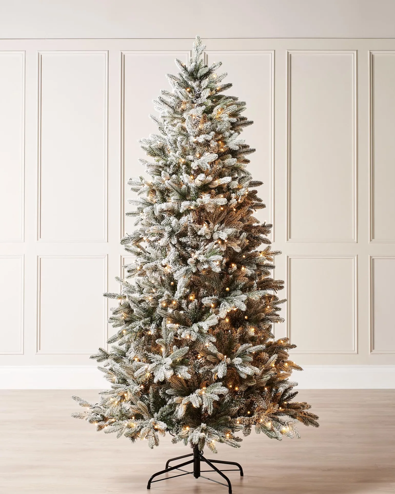 Pre-Lit Slim Snow Flocked Christmas Tree, 7 Ft
