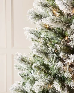 Pre-Lit Slim Snow Flocked Spruce Christmas Tree, 9 Ft