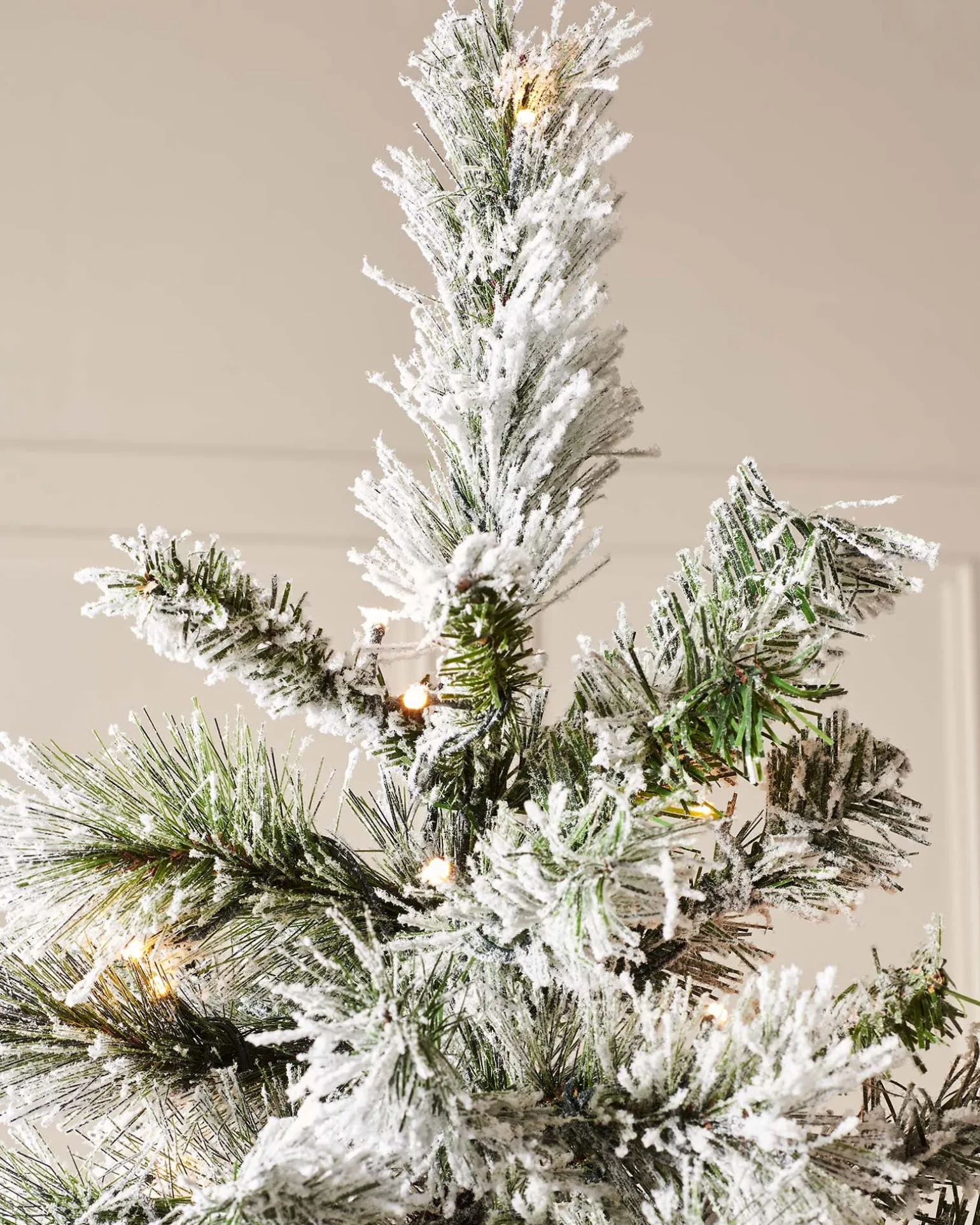 Pre-Lit Slim Snow Flocked Spruce Christmas Tree, 9 Ft