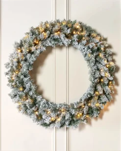 Pre-Lit Snow Flocked Majestic Wreath, 1 M