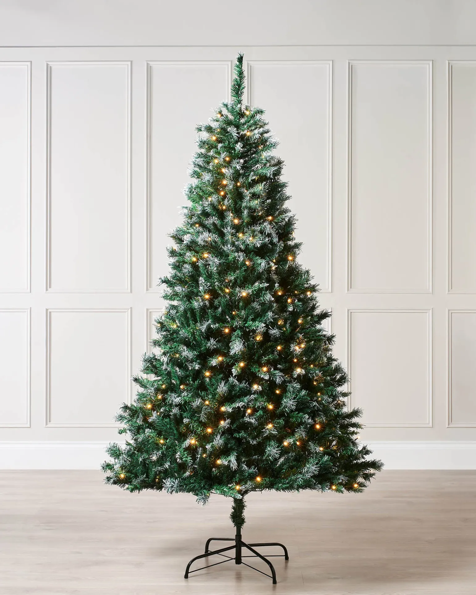 Pre-Lit Snow Flocked Mixed Pine Christmas Tree, 7 Ft
