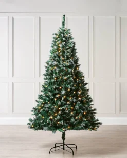 Pre-Lit Snow Flocked Mixed Pine Christmas Tree, 7 Ft