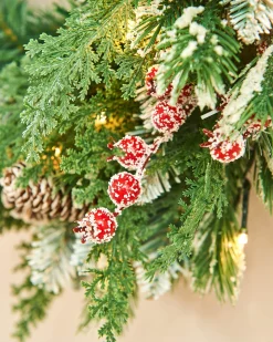 Pre-Lit Snow Flocked Mixed Tip Wreath, 60 Cm