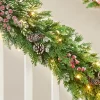 Pre-Lit Snow Flocked Mixed Tip Garland, 9 Ft