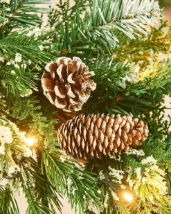 Pre-Lit Snow Flocked Mixed Tip Garland, 9 Ft